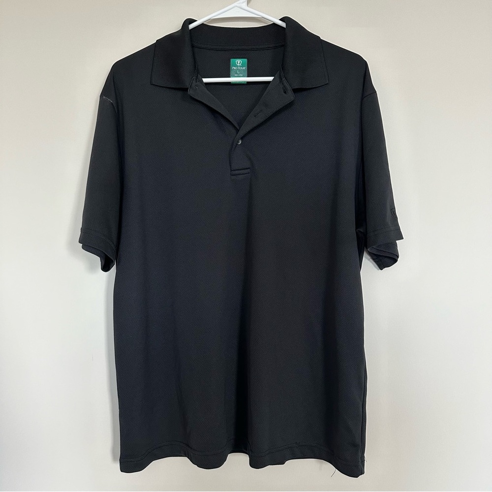 Men’s Pro Tour solid black golf polo size L
